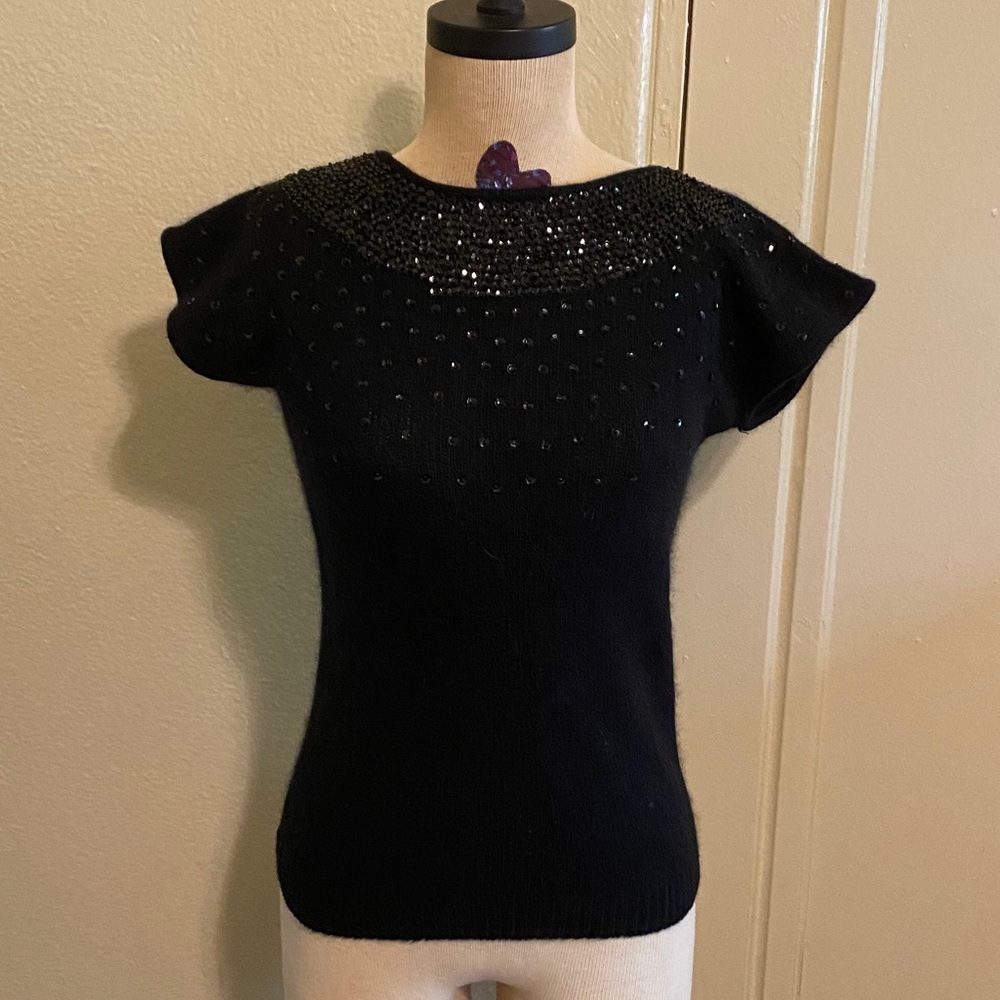 Vintage silk and angora blend sequin sweater